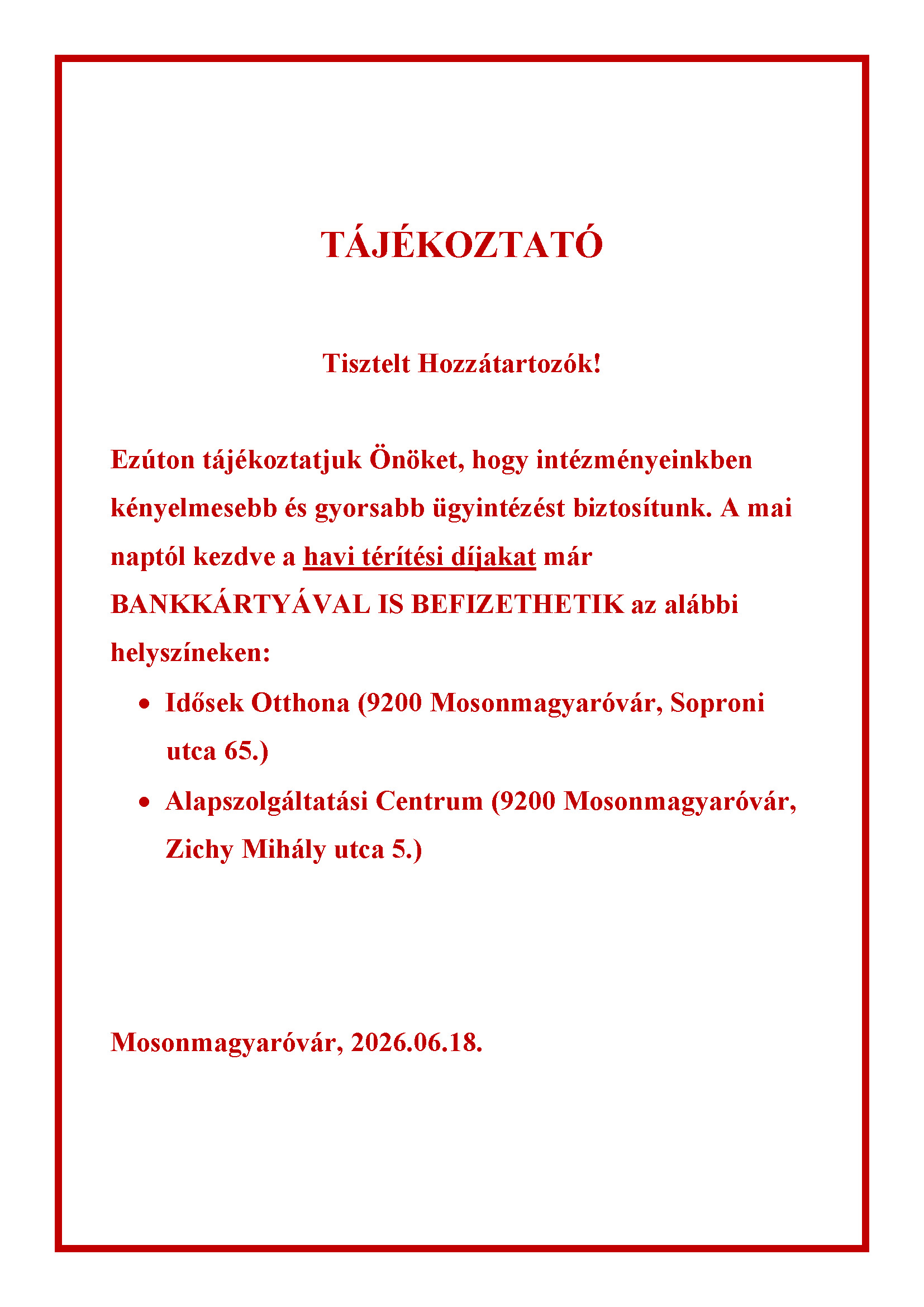 TÁJÉKOZTATÓ